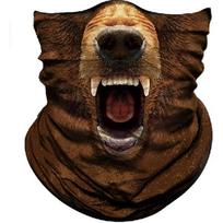Obacle Animal Bandana Face Mask for Sun Dust Wind Protection for Men Women Bear Open Mouth Brown black