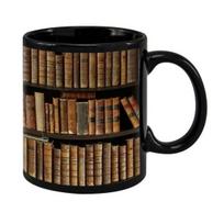 Vitražinė Knygų lentynos Puodelis 11oz Keramikinis Kavos Puodelis Literatūrinė Dovana Knygų Mėgėjams Unikali Namų Biuro Dekoro Prekė E black