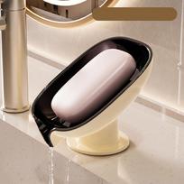 Super Suction Cup Soap Dish With Drain Water For Bathroom Soap Holder Kithcen Sponge Holder Soap Container Bathroom Supplies (As shown-9294)- black