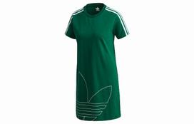 Adidas Originals trumpomis rankovėmis suknelė moteriška tamsiai žalia GJ6583 32 black