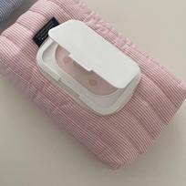 Striped Quilted Wet Wipe Pouch Portable Pull Out Tissue Bag Multipurpose Wet Tissue Case Living Room Organizer rožinė