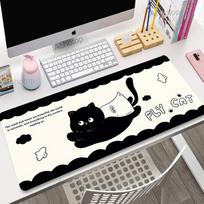 Kawaii Cat Gaming Mouse Pad x Deskpad XXL Large Desk Mat Keyboard Pad Surface for Computer Mousepad Gamer Computer Mat Rug 800x300x2mm white