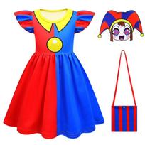 The Amazing Digital Circus Pomni Kids Cosplay Costume Girls Princess Dresses Children Halloween Cartoon Summer girls Dress 110 blue