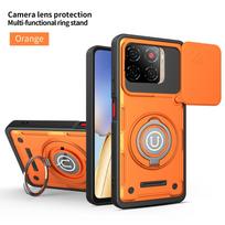 Armor Shockproof Case For ZTE Blade A56 Slide Camera Lens Protection Metal Ring Holder TPU Frame Hard Plastic Phone Cover Fundas ZTE Blade A56 black