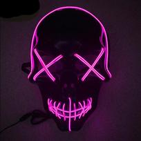 Skull Light Up Masks Halloween Carnival Dj Party Costume Props Horror Mask Cold Light Evil Skull Mask Glowing Skeleton Mask rožinė