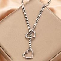 Punk Gothic Cuban Necklace Jewelry Adjustable Heart Necklace Y Slide Chain beige