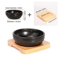 Rice Village Bibimbap Stone Plate Egg Pot Cheese Cake Chicken Ceramic Stone Pot Fire Oven ramen soup bowl with wooden base mat