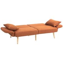 3 Seater Convertible Sofa Design Click Clack With Adjustable Backrest And Armrests Brown Linen Effect Fabric