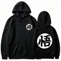 Dragon Ball Super Men's Hoodie High Quality Warm Autumn Winter Anime Sweatshirt with Japanese Kanji  Goku  Print XXL black