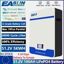 EASUN POWER 51.2V 300Ah LiFePO4 Baterija 15KWh 48V Ličio Baterija 6000+ Ciklų CAN RS485 Su Bluetooth BMS Saulės Keitikliui ES Sandėlis Be Mokesčių