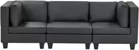 Beliani Trijų vietų modulinė sofa UNSTAD juodos spalvos eko oda