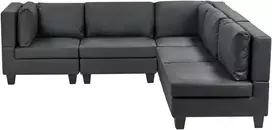 Beliani Modulinė kampinė sofa 5 asmenims UNSTAD kairinė, juoda, eko oda