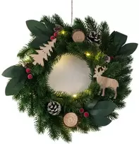 Kalėdinis LED vainikas su dekoracijomis, 20 cm