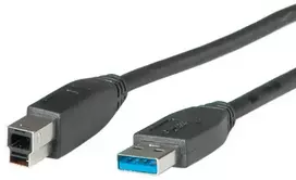 ROLINE USB 3.0 kabelis, A tipo M - B tipo M 0,8 m, 0,8 m, USB A, USB B, USB 3.2 Gen 1 (3.1 Gen 1), kištukas/kištukas, juodas