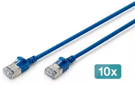 Digitus CAT 6A F-FTP plonas tinklo kabelis, 3 m, mėlynas, 10 vnt., 3 m, Cat6a, F/FTP (FFTP), RJ-45, RJ-45, Mėlynas