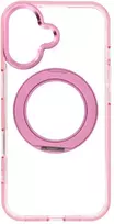 Oem dėklas iPhone 16 su rėmeliu, apskritu stovu, suderinamas su MagSafe, rožinis
