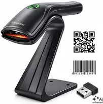 Qoltec Precyzyjny belaidis skaner czytnik kodów kreskowych 1D 2D + stojak na skaner | QR | EAN | USB