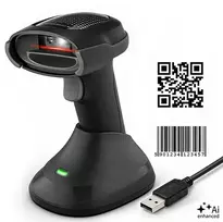 Qoltec Precyzyjny belaidis skaner czytnik kodów kreskowych 1D 2D + stacja ładowania | QR | EAN | USB
