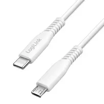LogiLink CU0243 USB 2.0 Type-C laidas, USB-C kištukas – micro USB kištukas, 480Mbps, 12 W, baltas, 1,5 m