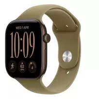 Išmanusis laikrodis Apple Watch Series 12 GPS 42 mm – tamsiai bronzinės spalvos aliuminio korpusas, alyvuogių spalvos Sport dirželis S/M