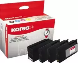 Kores G1722KIT rašalo kasetės HP 950XL/951XL spausdintuvams, juoda + žydra + purpurinė + geltona (4 vnt.)
