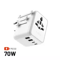Kelioninis adapteris FIXED Voyager70W, baltas