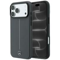 Mercedes Leather Semi Wrap Iconic Line MagSafe dėklas iPhone 18 Pro / 17 Pro, antracito