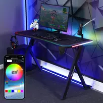 X Rocker Lumio RGB Gaming Stalas su LED Apšvietimu ir Pelės Kilimėliu