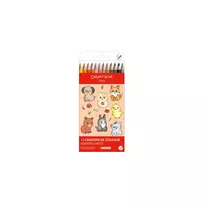 CARAN D'ACHE Swisscolor Kawaii Animals akvareliniai spalvoti pieštukai, rinkinys iš 12, kedro mediena, šešiakampiai 1285.803