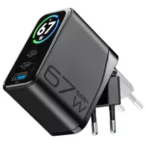 Cellularline TFT Multiport Charger 67 W GaN greitojo įkrovimo įkroviklis, 2 x USB-C, 1 x USB-A