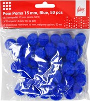 Dekoracija Pom-Pom College, 15 mm., 50 vnt., mėlynos spalvos