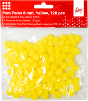 Dekoracija Pom-Pom College, 8 mm., 120 vnt., geltonos spalvos