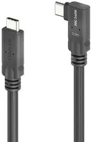 PureLink USB-C į USB-C 90° kairės/dešinės krypties kabelis - USB4 Gen 2x2, 5A, EPR 240W, 20G, DP alt. režimas - PureInstall MicroX4 - juodas - 2,00 m