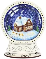 MP Studia Siuvinėjimo kryželiu rinkinys „Sniego gaublys. Kaimo namelis“ 14x11x5 cm