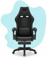 Hells Chair Vaikiška žaidimų kėdė su kojų atrama ir reguliuojamu atlošu, juoda