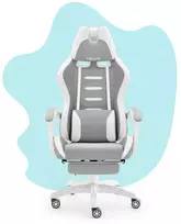 Hells Chair Vaikiška žaidimų kėdė su kojų atrama ir reguliuojamu atlošu, pilka