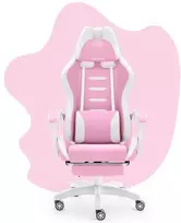 Hells Chair Vaikiška žaidimų kėdė su kojų atrama ir reguliuojamu atlošu, rožinė