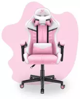 Hells Chair Vaikiška žaidimų kėdė su dirbtinės odos apmušalu, 125–150 cm ūgiui, rožinė / balta