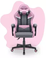 Hells Chair Vaikiška žaidimų kėdė su audinio apmušalu, 125–150 cm ūgiui, pilka / rožinė