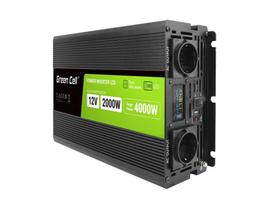 Adapteris Green Cell PowerInverter LCD 12V 2000W/40000W car inverter with display - pure sine wave