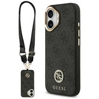 GUESS Hard Case 4G Strass Logo with Big Strap with MagSafe for Apple iPhone 17, Black