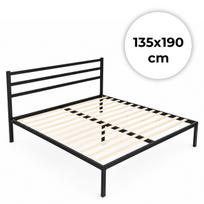 ModernHome metalinis lovos rėmas su grotelėmis 135x190 cm, juodas