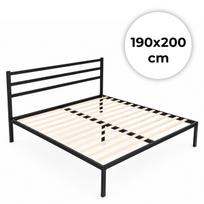 Metalinė lova 190x200 cm su grotelėmis ir galvūgaliu ModernHome, juoda
