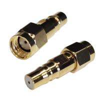 Adapteris RP-SMA male į QMA female, paauksuotas