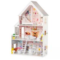 Gerardo'S Toys medinis lėlių namas GT61187, 81.5 cm, 30 cm, 126 cm, 34 cm, 3 aukštai, 4 kambariai, 15 elementų, LED apšvietimas