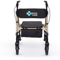Reha Fund keturračiai vaikštynės RF-617/ZŁ, 136kg, 7.8kg, aliuminis, auksas, ergonomiška sėdynė, sulankstoma, blokuojami ratai