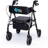Reha Fund vaikščiojimo rėmas RF-617/G, 638mm, 688mm, 846mm, 7.8kg, aliuminis, grafitas, sulankstomas, ergonomiška sėdynė