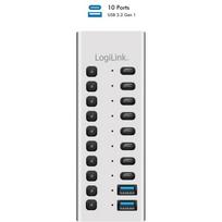 Logilink USB šakotuvas UA0448, 10 prievadai, 2x USB-A, 8x USB-C, 5Gbit/s, 20 W, įjungimo/išjungimo jungiklis, sidabrinis
