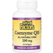 Natural Factors, Kofermentas Q10, 200 mg, 30 minkštųjų kapsulių