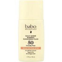 Babo Botanicals, Daily Sheer mineralinis apsaugos nuo saulės skystis, SPF 50, be kvapiųjų medžiagų, 1,7 fl oz (50 ml)